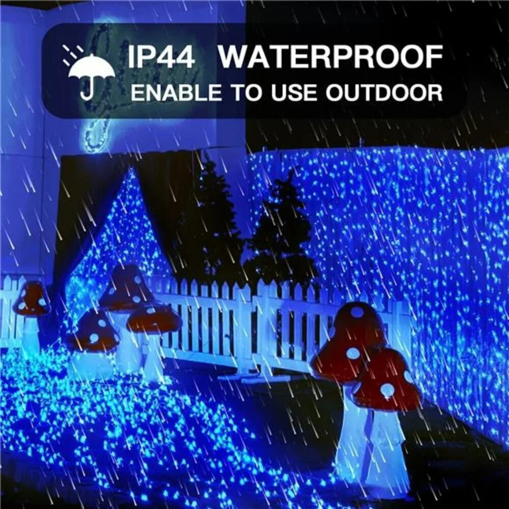 Blue Curtain Fairy String Lights 200 LED USB Remote Wedding Wall Bedroom Decor